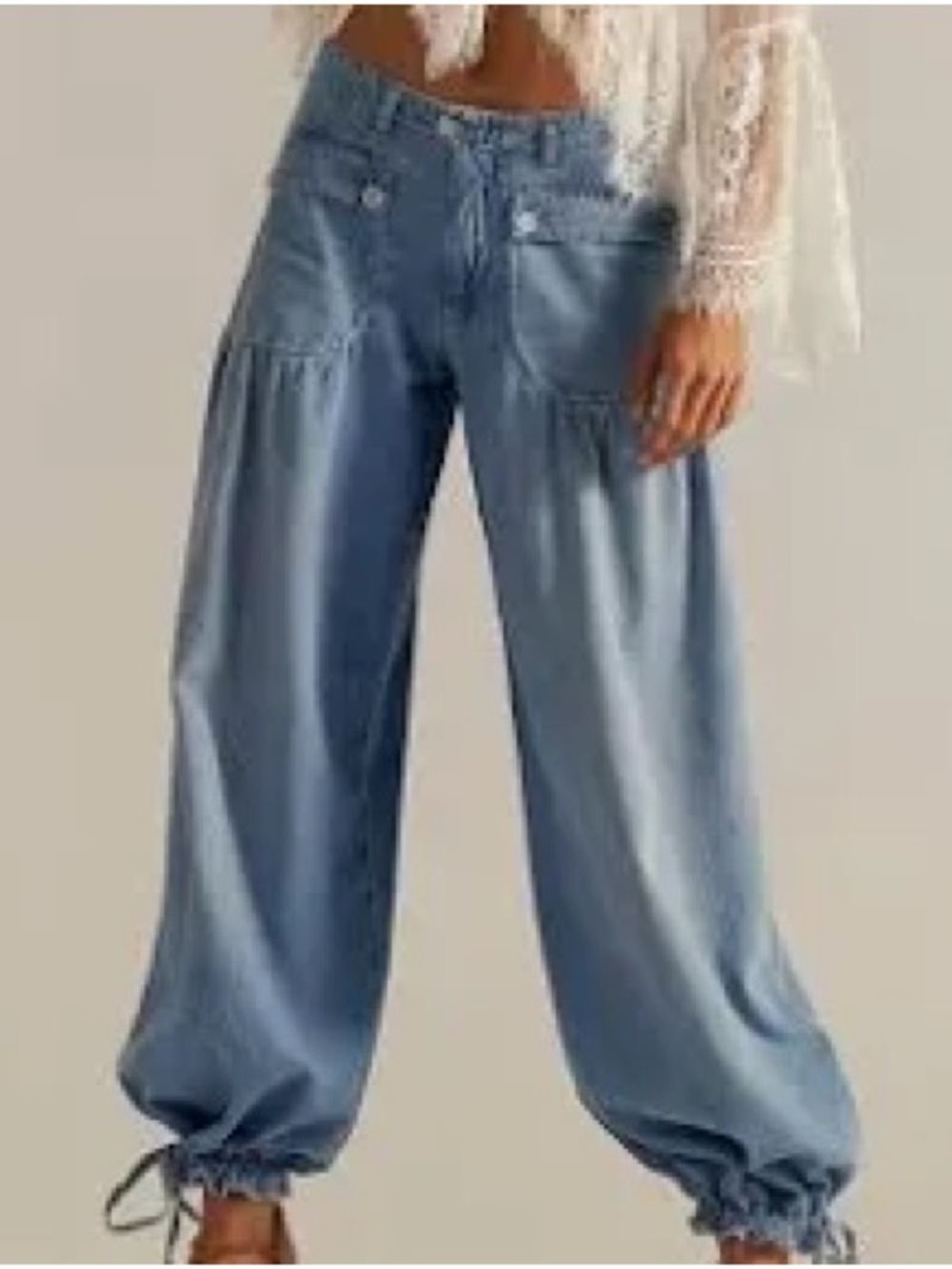 We The Free Lotus Denim Balloon Drawstring Pants